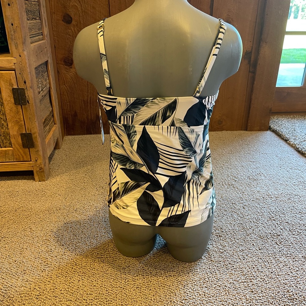 New LA BLANCA TANKINI swimsuit top FLORAL RESORT VACTION BEACH SWIM WEAR sz 8 - Picture 5 of 6